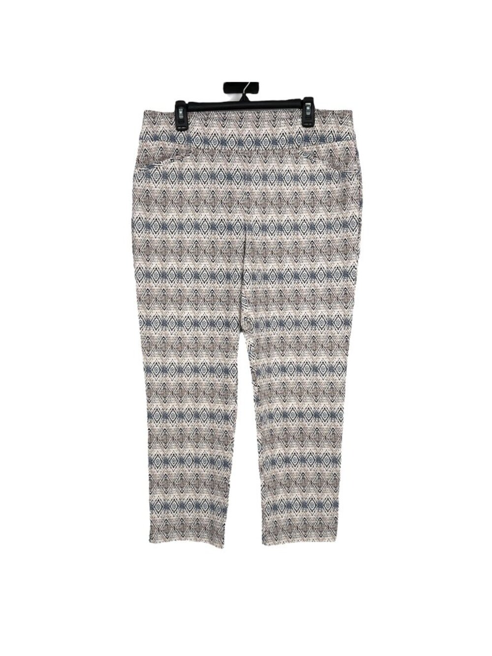 Chicos Josie So Slimming Slim Ankle Pant Ikat Stripe White Blue Size Large NWT